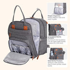 BabbleRoo Extra Large Diaper Bag Backpack, Expandable Baby Bag with Up to 50% More Capacity - Travel Essentials Baby Bag Tote with Changing Pad, Stroller Straps & Pacifier Case - Unisex, Dark Gray