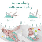 BabyBond Baby Bath Seat with Sitting & Lying 2 Modes, 3-Speed Adjustment, Powerful Suction Cups, Infant Bathtub Chair with Soft and Comfortable Towel, Folding and Hanging