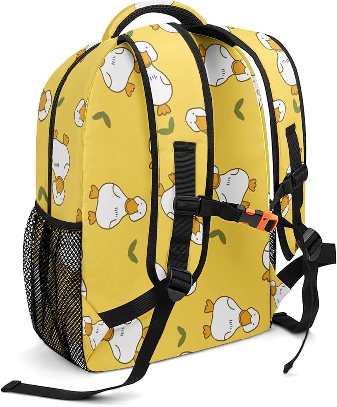 Cartoon Duck Yellow Custom Kids Backpack 16.5 Inch for Boy Girl, Personalized Waterproof Child School Travel Bag with Name, 16.5’’ X 12.2’’ X 5.9’’