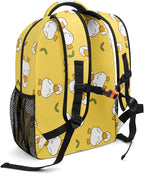 Cartoon Duck Yellow Custom Kids Backpack 16.5 Inch for Boy Girl, Personalized Waterproof Child School Travel Bag with Name, 16.5’’ X 12.2’’ X 5.9’’