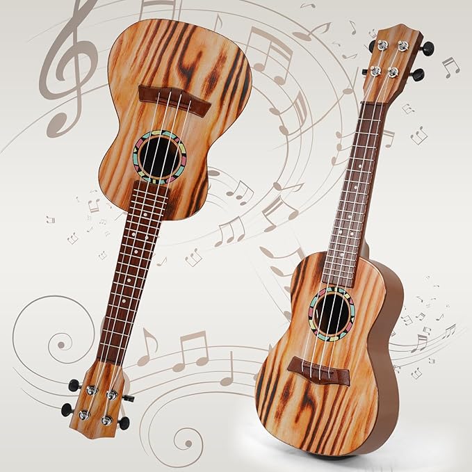 Raimy Kids Guitar Ukulele - 21in Ukulele Guitar Toys for Kids Ages 3 4 5 6 7+ Year Old Boys Girls Simulated Sound Quality Music Instruments Learning Education (Yellow)