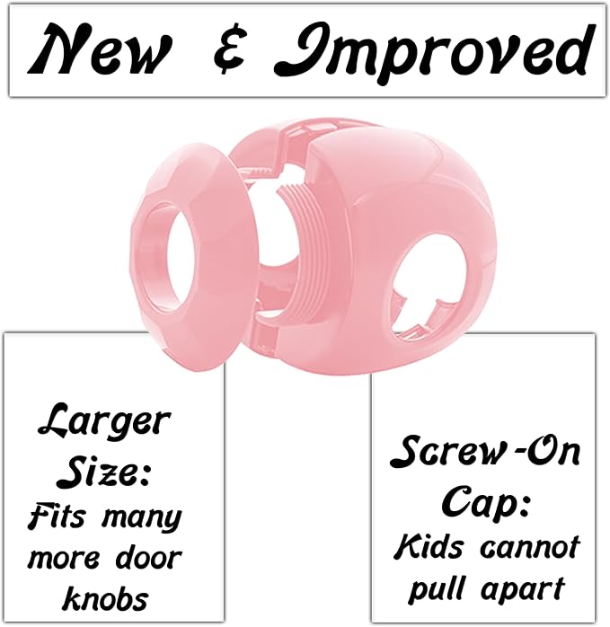 Door Knob Safety Cover for Kids - 5 Pack - Baby Proof Door Knob Covers - Door Locks for Kids Safety Child Proof (Pink)