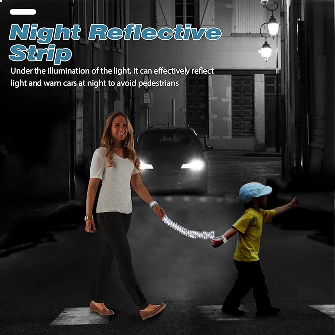 Zooawa Toddler Leash 2Pack, Toddler Kids Harness Anti Lost Wrist Link with Magnetic Lock, Reflective Safety Walking Harness Wristband Leashes for 2,3,4 Years Old Boys Girls, Blue+Gray