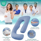 Sasttie Pregnancy Pillows for Sleeping, Jumbo U Shaped Cooling Full Body Pillow with Removable Cover, Pregnant Women Must Haves, Maternity Essential, Blue