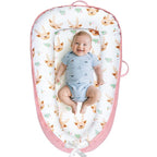 Baby Lounger - Baby Lounger for Newborn 0-24 Months, Breathable and Soft Cotton Cover Baby Nest, Portable Cozy Tummy Time Lounger for Home and Travel, Ideal Baby Essentials & Shower Gifts