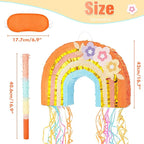 WERNNSAI Rainbow Pinata - Rainbow Pull String Pinata with Bundle with Blindfold and Bat for Girls Kids Piñata Boho Theme Birthday Party Decoration Game for Baby Shower Carnival Summer Party Supplies