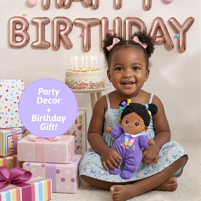 OUOZZZ 10" Black Baby Doll for 1 Year Old Girl Gifts - First African American Baby Dolls Toys for Girl Birthday Christmas Plush Gift for Toddler