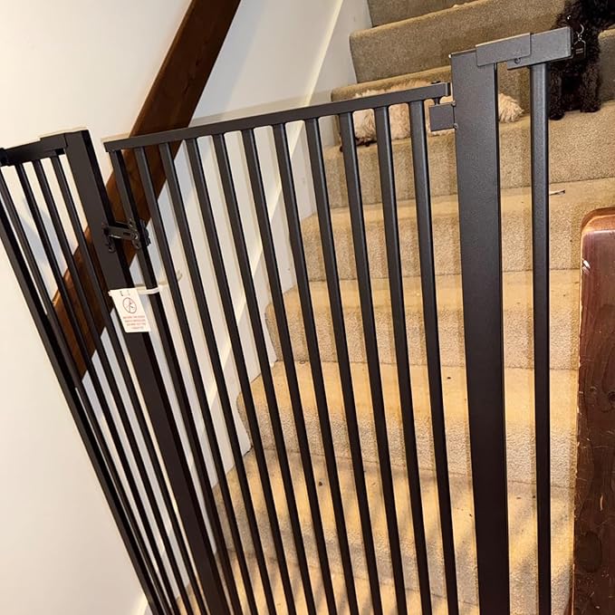 55.1 Inch Tall Baby Gate Auto Close Dog Gate Adjustable 29.92" - 43" Wide Pressure Mounted Walk Through Swing Pet Gate for Doorways (Black, 29.92" - 43")