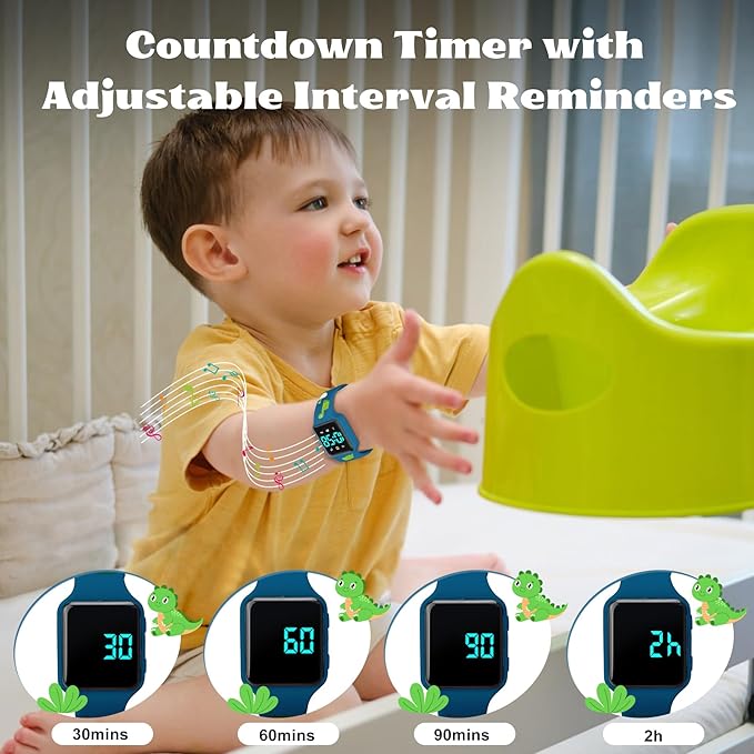 Toddler Potty Training Set – Potty Training Watch with Musical/Vibration Alerts, Fun Board Book, Progress Chart & Reward Stickers – Interactive Toilet Learning Kit for Boys and Girls Ages 2-6
