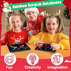 ZMLM Rainbow Scratch Party Favors Kids: Birthday Gifts Toy Bulk Scratch Art Notebook 24 Pack Birthday Goodie Bags Stuffers Girls Boys Art Craft Pad Classroom Prizes School Teacher Supplies (Christmas)