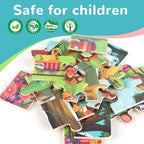 Wooden Educational Jigsaw Puzzles for Preschool Kids Ages 3-5, 4-Pack with 20 Pieces Dinosaur, Space, Transportation Wood Puzzles Set, Toddler Brain Teaser Toys, Gifts for Boys Girls Ages 3 4 5 6