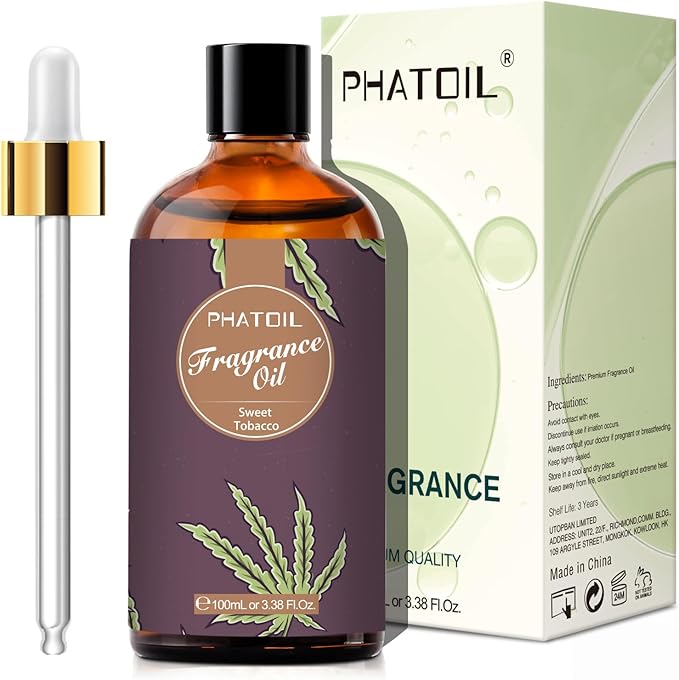 PHATOIL 3.38FL.OZ Sweet Tobacco Fragrance Oils for Aromatherapy, Essential Oils for Diffusers for Home, Perfect for Diffuser, DIY Candle and Soap Making, DIY Scented Products - 100ml