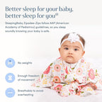 SleepingBaby Zipadee-Zip Transition Swaddle - Cozy Baby Swaddle Blanket with Zipper Convenience - Roomy Wearable Blanket for Easy Diaper Changes - Pretty Poppy, X-Small (3-6 Month)