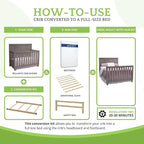 Full-Size Conversion Kit Bed Rails Compatible with Delta Children Convertible Cribs - Solid Wood Rail #0050 - Toddler & Adult Bed Rail for Full-Size Beds - Baby Furniture (Unfinished)