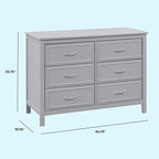 DaVinci Charlie 6-Drawer Double Dresser in Grey