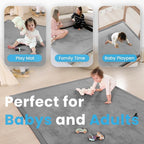 Ultra Soft Baby Play Mat,71"×79" Extra Large Activity Tummy Time Mat for Toddlers,Infants,Kids,1.3" Thick Elasti-Foam Nursery Rug for Floor,Non-Slip Safe for Crawling,Water-Repellent(Dark Grey)