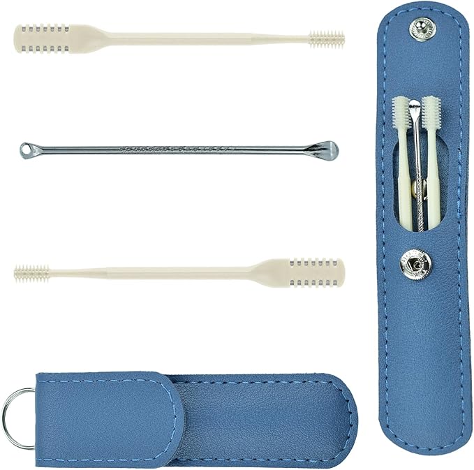 Vardium Dual Tips Nasal Hair Cutter Double Sided Nose Hair Knife Remover, 360° Rotating Nostril Hair Remover Tool, Nose Hair Trimmer for Men Women with Soft Bristle Cleaning Brush