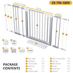 Cumbor 29.7-48" Baby Gate for Stairs, Mom's Choice Awards Winner-Dog Gates for Doorways, Auto Close Safety Pet Gate for Dogs Indoor, Easy Install Pressure Mounted Child Gate with Walk Thru Door, Gray