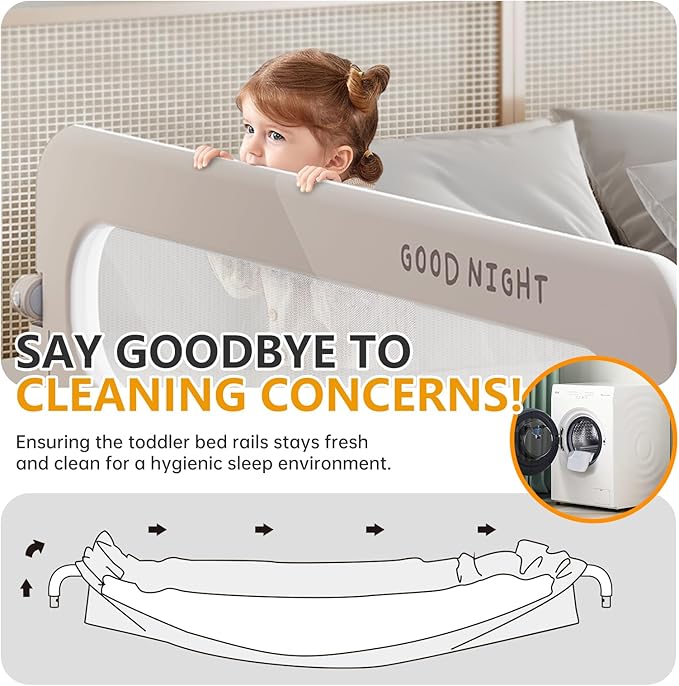 Foldable Toddler Bed Rails - Kids Guard Bumper for Crib Safe Bed Side Rail for Twin Queen King Full Size Beds (59inch)