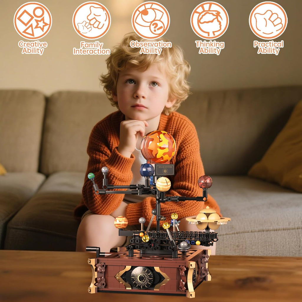 Solar System Mini Building Sets with Light,Rotatable Space Exploration Building Toys, Educational Toy Gifts for Boys Girls(697PCS)
