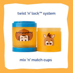 Whiskware Disney Pixar Stackable Snack Containers for Kids and Toddlers, 3 Stackable Polypropylene Snack Cups for School and Travel, Toy Story Woody and Bullseye