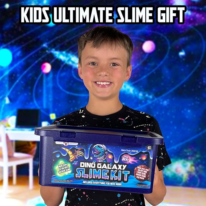 Original Stationery Dinosaur Galaxy Slime Kit for Boys - Multicolor Glow-in-The-Dark & Glitter Slime for Kids - DIY Craft & Birthday Gift