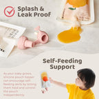 Whale SoftSip Food Pouch Topper | 2EA + Travel Case | Prevent Spills & Leakage | Protect Child Baby Toddler Mouth | Food Grade Silicone Reusable | Baby Led Weaning | BPA Free| Pink+Blue