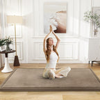 Baby Play Mat for Floor Tummy Time Mat Nursery Rug Muscle Mat Area Rug Playroom Rug Tatami Mat 4'11x3'28" Memory Foam 1.3" Thick Crawling Mat For Babies,Toddlers, Infants, Kids,Floor Mat(Brown)