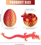 3D Printed Dragon Egg - Dragon Fidget, Crystal Dragon Articulated, Dragon Egg Decor 3D Printed Gift for Birthday for Home/Office Desktop Decor（Red）