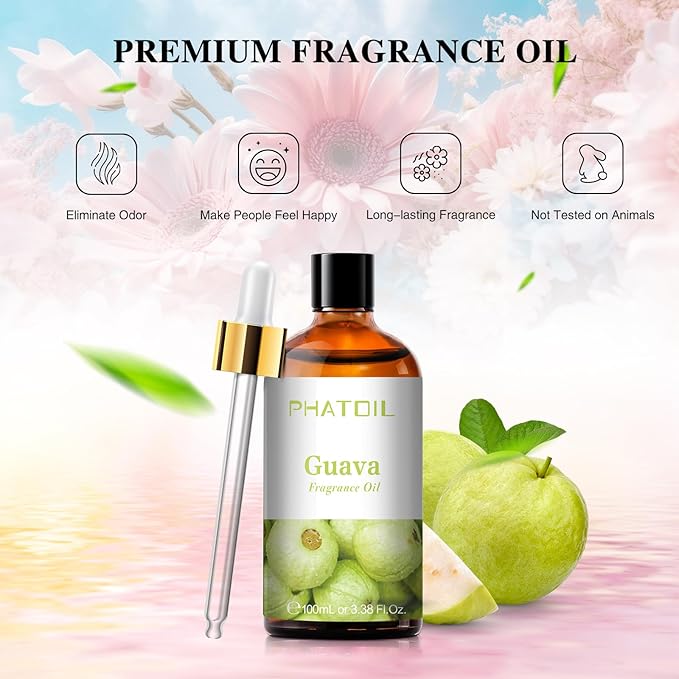 PHATOIL 3.38FL.OZ Guava Fragrance Oils for Aromatherapy, Essential Oils for Diffusers for Home, Perfect for Diffuser, Yoga, Skin Care, DIY Candle and Soap Making - 100ml