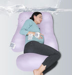 MOON PARK Pregnancy Pillows for Sleeping - U Shaped Full Body Maternity Pillow with Removable Cover - Support for Back, Legs, Belly, HIPS - 65 Inch - Purple - Cooling Cover
