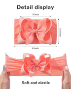 doboi Baby Girl Headbands, 12pcs Nylon Headbands with Big Baby Bows, Hair Accessories for Infant Newborn Toddler