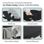 FRUITEAM 6-in-1 Baby Carrier with Hip Seat for Breastfeeding, All Seasons, All Position Adjustable Baby Chest Carrier with Lumbar Support, Adapt to Newborn, Infant & Toddler (Cool Black)