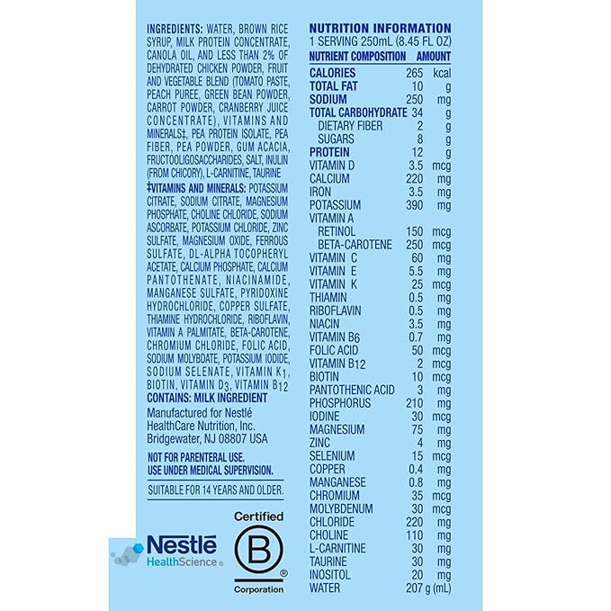 Nestle Compleat Original Tube Feeding Formula Unflavored 8.45 oz Carton, 6 Count