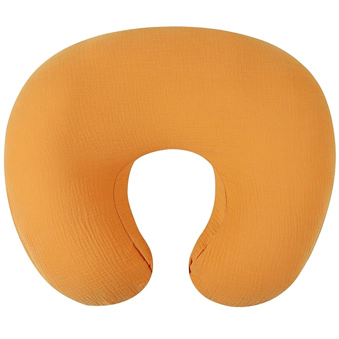 Onacosht Muslin Nursing Pillow Cover Soft 100% Cotton Feeding Pillow Slipcover Fits Standard Infant Nursing Pillow for Baby Boy and Girl, Orange