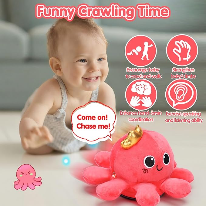 Baby Crawling & Walking Toys 6-12 Months Musical Octopus Plush Light up Stuffed Animal Dancing 1 Year Old Girl Gifts Music Sensory Walking Toy 0-6 7 8 9 Months Learning Newborn Baby Girl Birthday Gift