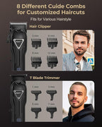 Electric Hair Clippers for Men, Cordless Clipper and Trimmer Set, Clippers for Hair Cutting Kit with Long Battery Life, Hair Grooming Trimmer for Family Kids and Self-Haircut Use
