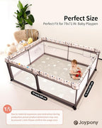 Baby Play Mat 79x 71 Inch, Extra Large Foldable Play Mats for Babies and Toddlers, Waterproof & Anti-Slip Portable Baby Floor Mat for Tummy Time, Non Toxic Foam Play Mat for Floor Travel Bag