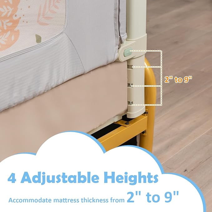 BABY JOY Bed Rail for Toddlers, 70" Vertical Lifting Extra Long Infants Safety Bed Side Rails with Double Lock, Foldable Baby Bed Rail Guard for Twin Double Full Size Queen King Mattress (Gray)
