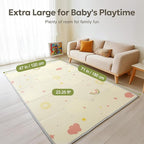 Extra Large Foldable Play Mat, Reversible Baby Play Mat with Edge Reinforcement, Non-Toxic & Waterproof Baby Mat for Floor, Foam Playmat for Infants Toddlers, Rainbow, Cloud & Moon, 47''x71''