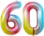 GOER Number 60 Balloons for 60th Birthday Party Decorations,42 Inch Jumbo Foil Helium Balloons for 60th Anniversary (Rainbow)