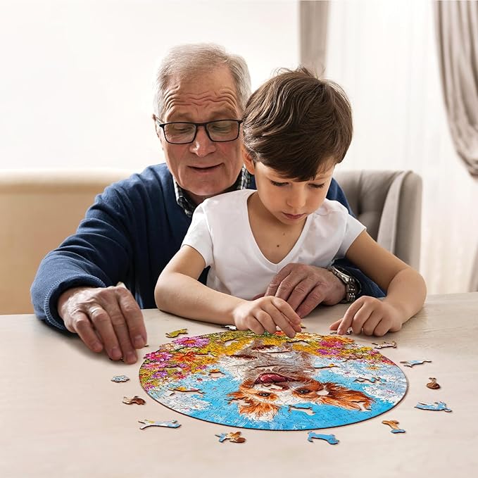 Jigfoxy Wooden Puzzles for Adults, Running Puppy Wood Puzzles Adult, Unique Animal Shape Wooden Jigsaw Puzzles for Adults, Birthday Gifts for Puzzle Lovers, Family, Friend (S-8 * 8.3in-108pcs)