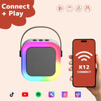 Fede Karaoke Machine for Kids Adults, Mini Karaoke Machine with 2 Wireless Microphones, Portable Bluetooth Speaker with Voice Changing Effects & LED Lights, Best Gifts Toys for Girls and Boys