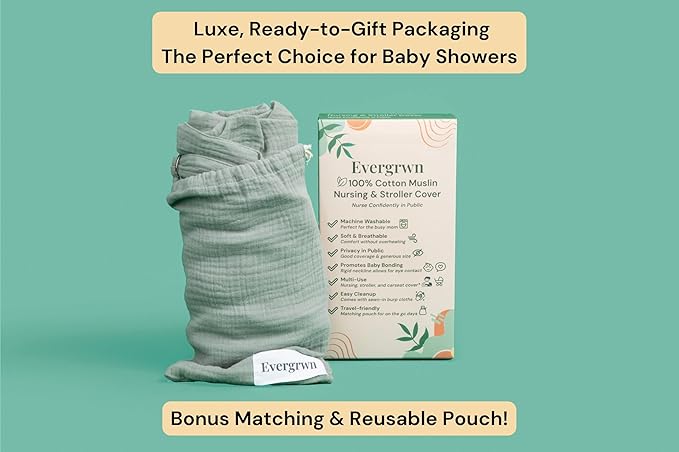 Superior Design Evergrwn Multi-use Privacy Nursing Cover Up for Breastfeeding, 100% Cotton Breathable Nursing Cover with Arch Neckline, Muslin Breastfeeding Cover, Baby Essentials (Rose Taupe)