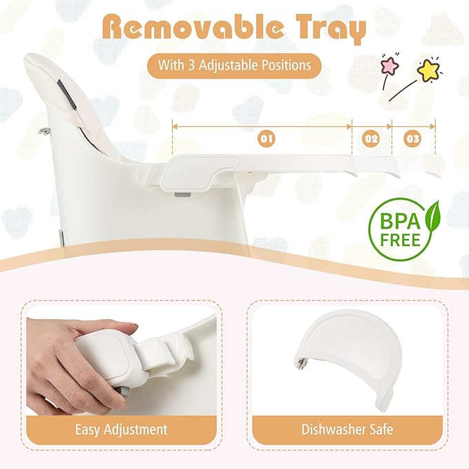 HONEY JOY 16-in-1 Baby High Chair, Convertible Highchair for Babies and Toddlers/Booster Seat/Activity Center with Toys, Building Block Table & Stool, Safety Harness, Removable Cushion & Tray (White)