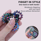 Infinity Gear Fidget Toy, Solid Metal Never Ending Flippy Novelty Kinetic Desk Toy, Relieve Stress, Anxiety, Promotes Focus, Keep Fingers/Hands Busy, Avoid Bad Habits (Rainbow)