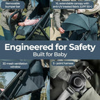 Inglesina Quid³ Stroller, Astral Blue - Compact Reclining Travel Stroller for Baby & Toddler 0-55 lbs, One Hand fold, Car seat Compatible, Airplane Overhead, Lightweight, Foldable, XL UPF 50+ Canopy