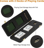 Cribbage Board Game Set 3 Tracks, 2 Storage Area, with 9 Metal Pegs,2 Decks of Playing Cards and Instruction, Wooden Travel Portable Cribbage Game Sets