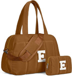 Duffle Bag with Letter, Carry On Bags for Women，Overnight Bag with Wet Pocket，College Girl Gift-Lightweight Travel Bags Personalized Gym Tote with Makeup Pouch