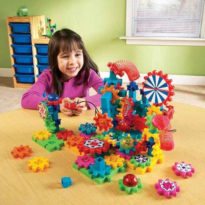 Learning Resources Gears! Gears! Gears! Lights & Action Building Set, STEM Activities, Fine Motor Skills, Toddler Explorer Kit, Science and Construction, Boys and Girls Gifts, 121 Pieces, Ages 5+